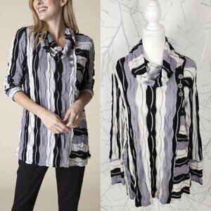 Habitat Clothes To Live In 3D Knit Waves Stripe Cowl Neck Tunic